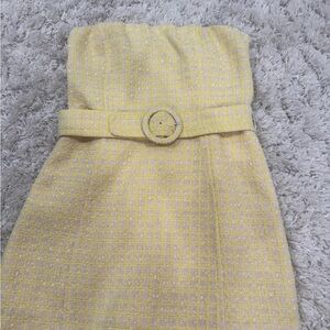 Yellow Strapless Dress with Belt